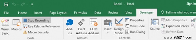 How to record a macro in Excel 2016