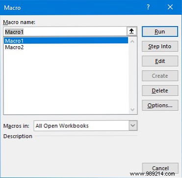 How to record a macro in Excel 2016