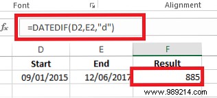 How to use Excel to calculate between dates