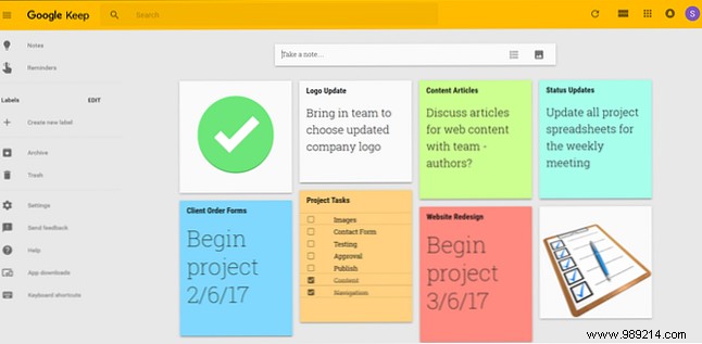 How to use Google Keep for simple project management