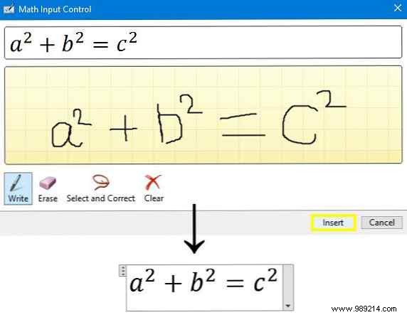 How to write mathematical equations in Office 2016