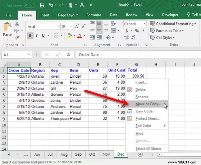 How to work with worksheet tabs in Excel