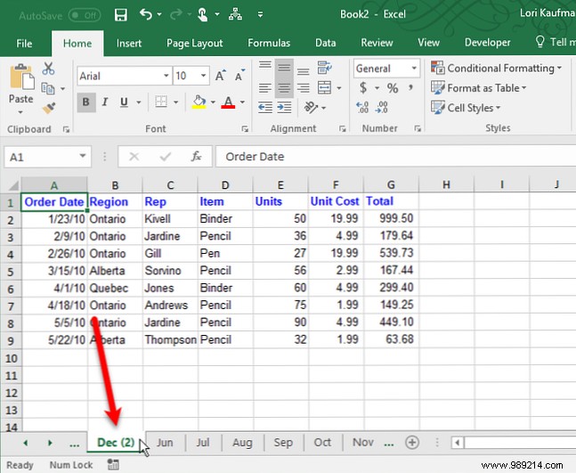 How to work with worksheet tabs in Excel