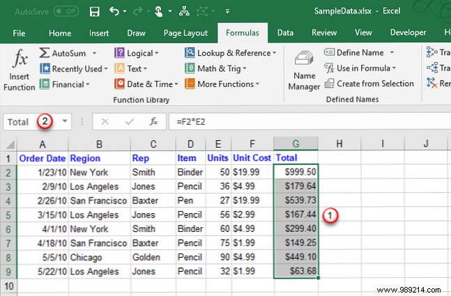 How to work with named ranges in Microsoft Excel