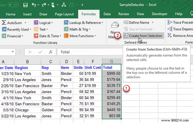 How to work with named ranges in Microsoft Excel