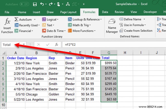 How to work with named ranges in Microsoft Excel