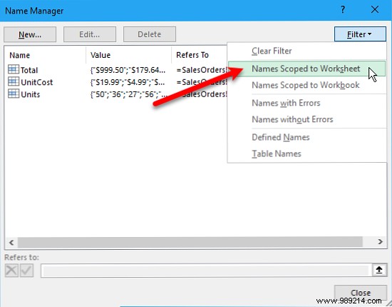 How to work with named ranges in Microsoft Excel