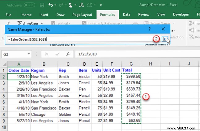 How to work with named ranges in Microsoft Excel