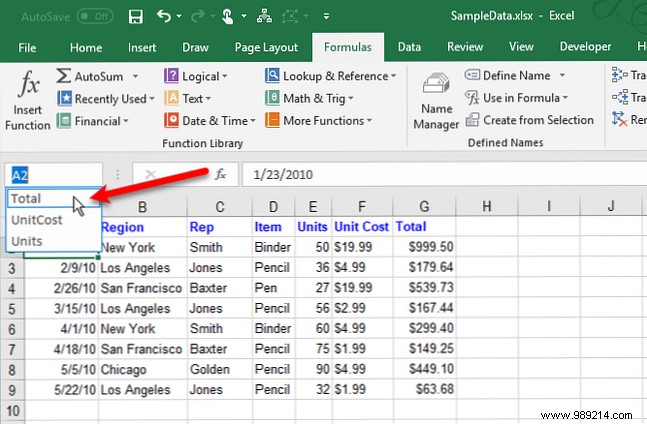 How to work with named ranges in Microsoft Excel