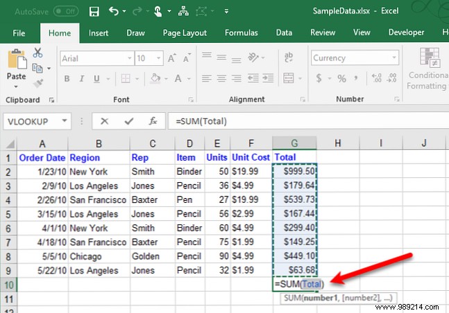 How to work with named ranges in Microsoft Excel