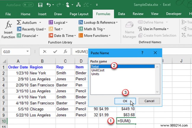 How to work with named ranges in Microsoft Excel