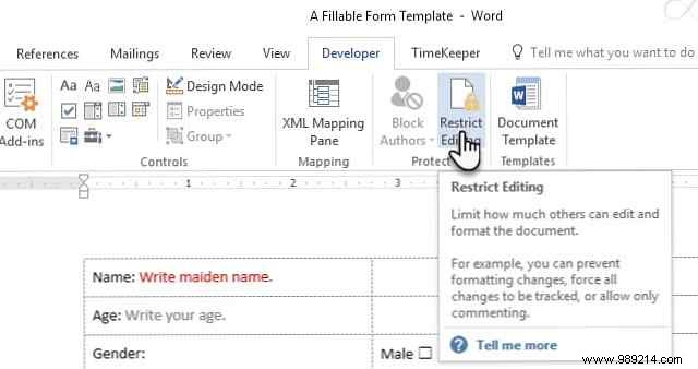 Create a fillable form in Word 2016 and easily collect data