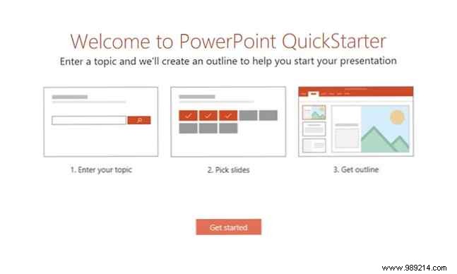 PowerPoint QuickStarter instantly describes any new presentation and gets you up and running right away