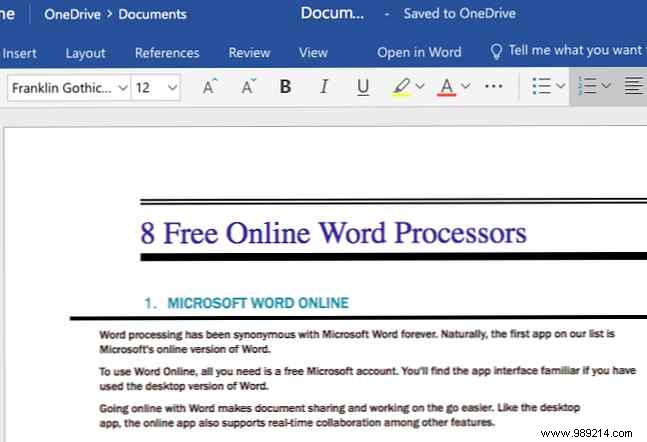 Top 8 Free Online Word Processors