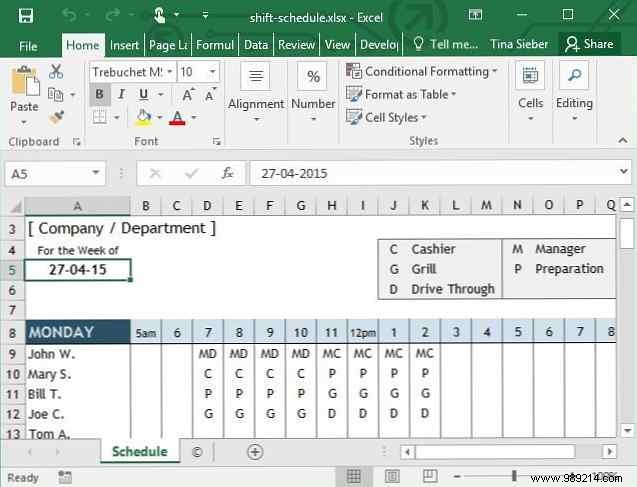 Tips and templates for creating a work schedule in Excel