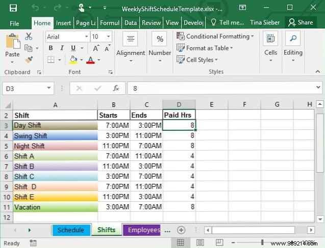 Tips and templates for creating a work schedule in Excel