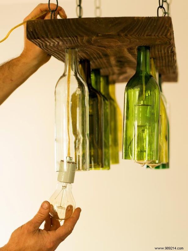 How to make a chandelier out of old wine bottles