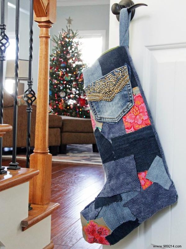 How to Make a Patchwork Denim Christmas Stocking