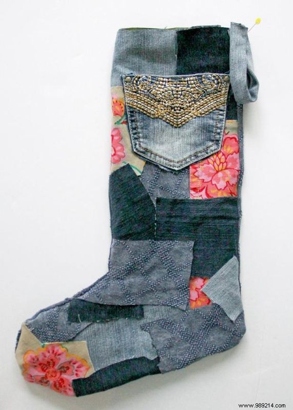 How to Make a Patchwork Denim Christmas Stocking