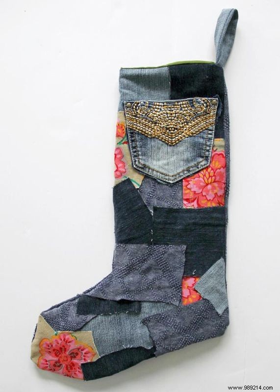 How to Make a Patchwork Denim Christmas Stocking