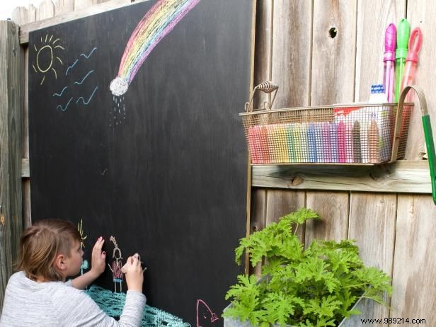 How to Make an Outdoor Chalkboard Activity Wall for Kids