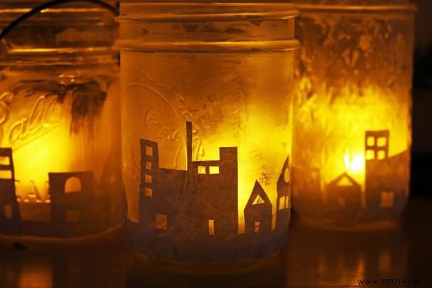 How to Make Mason Jars City Skyline Silhouette Candle Holders