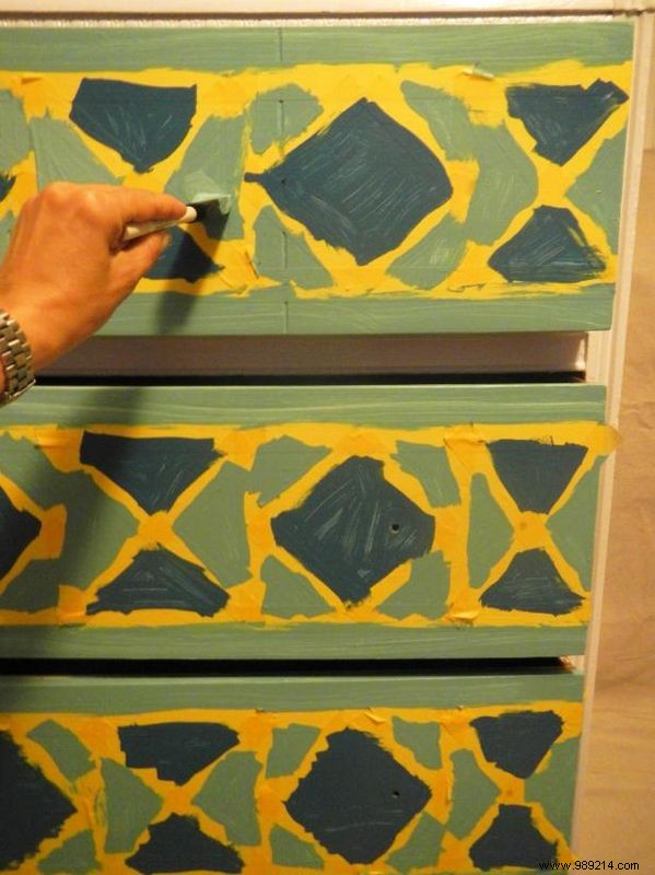 How to paint a geometric pattern on a dresser