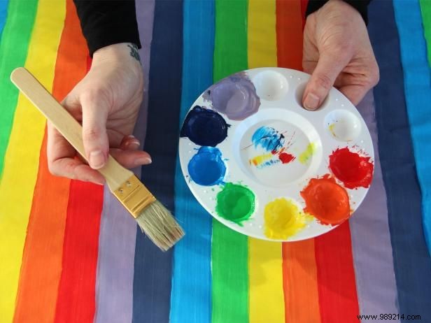 How to Paint a Rainbow Table Runner for St. Patrick s Day