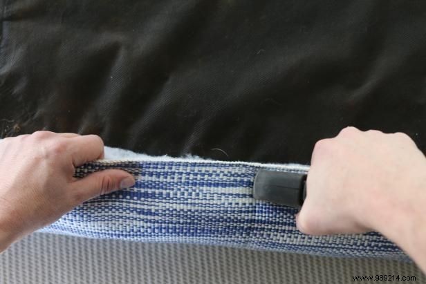 Recovering an Ottoman Using a Flat Weave Rug