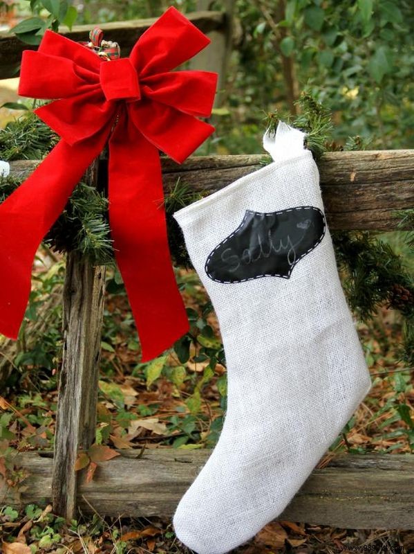 How to Sew a Burlap and Chalkboard Christmas Stocking