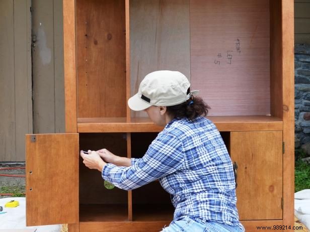 How to turn an old entertainment center into a play kitchen