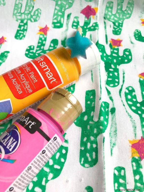 How to use a roller to print cactus print tea towels