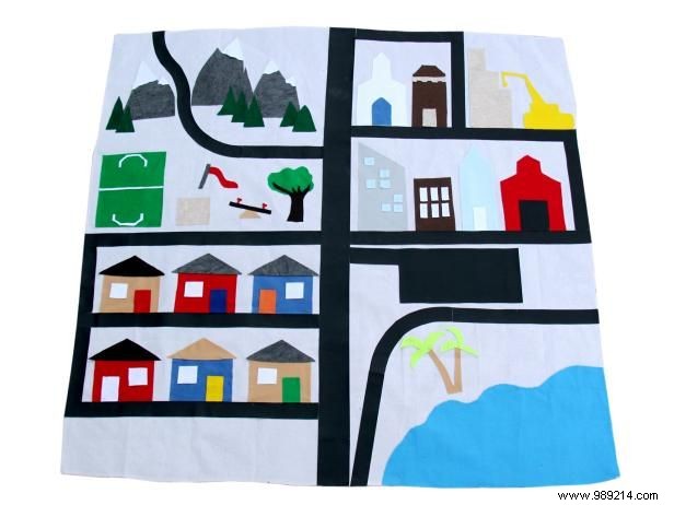 Make a seamless play mat from drop cloth