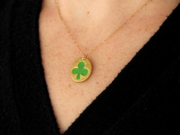 Make an air-dry clay shamrock necklace for St. Patrick s Day