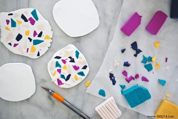 Make terrazzo-inspired coasters for your next shindig