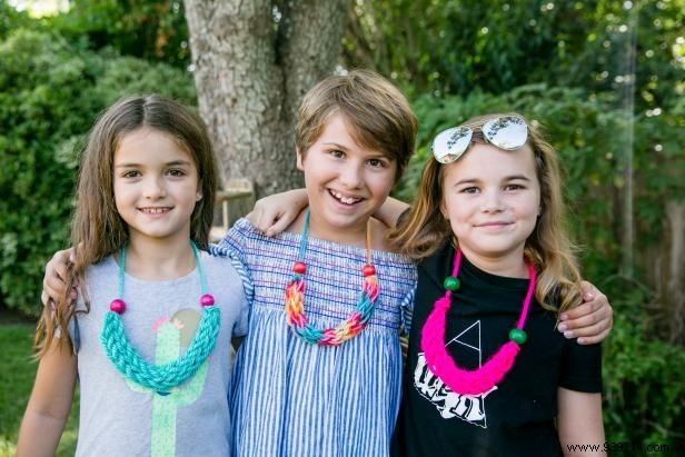 No knitting needles are required to make this hand knit necklace