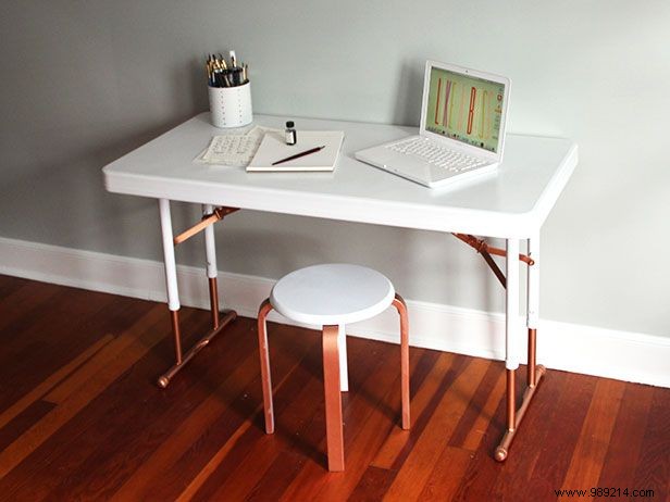 Upcycle a plastic folding table into a stylish desk